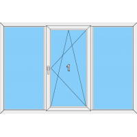 017 Fenster einflügelig, dreh-und kippbar mit je einer Blendrahmenfestverglasung links und rechts
